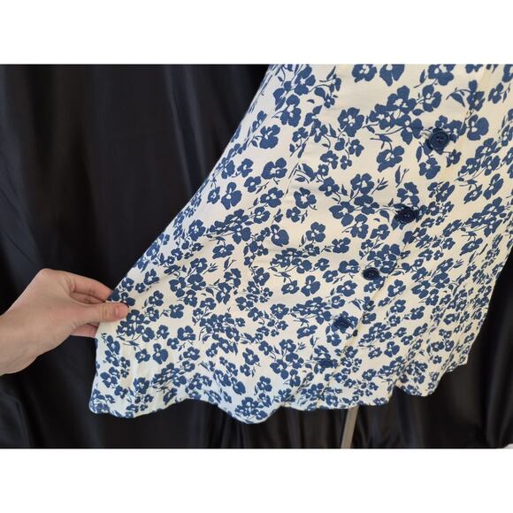 Reformation Rilynn Button Front Tie Back Sundress Blue Floral US 6 New - Picture 7 of 14